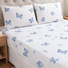 Jogo De Lençol Casal Queen Box 3 Peças Essencialle Toque Macio - Marin