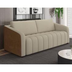 Sofá 03 Lugares com Assento Fixo e Encosto com Almofadas Soltas 172cm Sidney Bege/Marrom