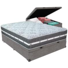 Cama Box Baú e Colchão Black Graphite Molas Ensacadas Casal Anjos,  Ci