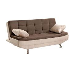 Sofá Cama Valencia 3 Lugares Reclinável Veludo Bege Marfim E Marrom Chocolate - Speciale Home Bege