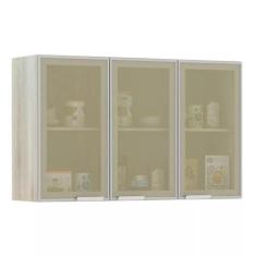 Armário para Cozinha 120 cm 3 Portas Vidro Reflecta Bronze Luciane Móv