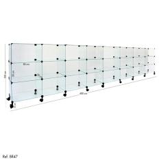Balcão de Atendimento Modulado em Vidro com Rodízios - 4,00 x 1,00 x 0,30