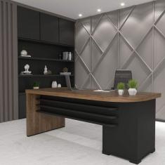 Mesa para Escritório 4 Gavetas Tamburato Artany Charuto/Preto