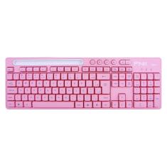 Teclado Gamer Rosa Usb Smart Suport Escritório Home Office