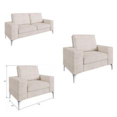 Conjunto de Sofá 2 lugares e 2 Poltronas Toio Casa de Pedra Estofados Branco