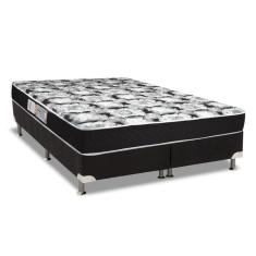 Cama Box Queen: Colchão Espuma D45 Luckspuma Gran Luck Black Pró Saúde + Base Crc Black(158X198)
