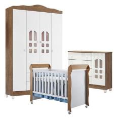 Quarto de Bebê New Selena 4 Portas com Cômoda Selena e Berço Mirelle B