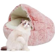 Cama redonda para cachorro - casa de animal de estimação redonda quente de veludo de cristal, cama de gato de estimação quente e macia, ninho de dormir aconchegante para cachorrinhos e cães, saco de d