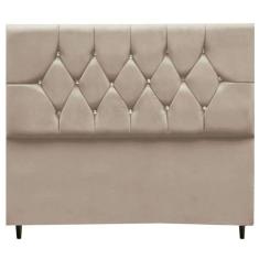 Cabeceira Cama Box Estofada Casal 140 Cm Geovana Suede Cor:bege
