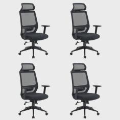 Kit 4 Cadeiras para Escritório Genebra Presidente com Nr17