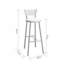 Banqueta Alta com Encosto Vitória Compoarte Cromado/branco