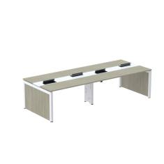 Mesa de Plataforma Dupla para 4 Pessoas Corporativa 280x140/4p Nogueira casblanca/Branco