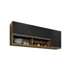 Armário Para Cozinha 150cm - Belliv Decor, Freijó/Preto