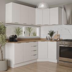 Cozinha Modulada 6 Peças com Tampo 3 Aéreos 6 Portas e 3 Balcões Ipanema CabeCasa MadeiraMadeira