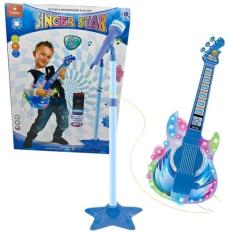 Guitarra Musical Infantil Azul Microfone Singer Star Castela - Castela