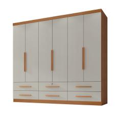 Guarda Roupas Casal 6 Portas 6 Gavetas Maximus Madeirado/Areia Zanzini Cinamo/Off
