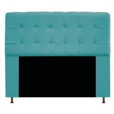 Cabeceira Estofada Mel 140 cm Casal Com Botonê Suede Azul Turquesa - D