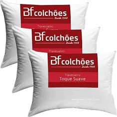Kit 3 Travesseiros 50x70cm Antialérgico Lavável Fibra Siliconada Macio - BF Colchões