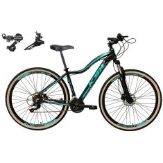 Bicicleta Feminina Aro 29 Ksw Mwza Alumínio 24v Câmbios Shimano Freio a Disco Garfo Suspensão - Preto/Azul