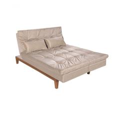 Sofá Cama Versátil Pés De Madeira areia 376