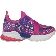 Tênis Jogging Calce Fácil Bebê Menina Via Vip Pink/Roxo - VV2500-Feminino