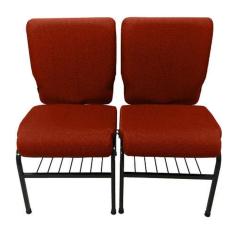 02 Cadeiras Para Igrejas C/ Porta Biblía E Porta Cálice Vermelho