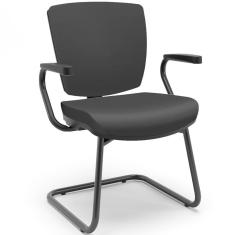 Cadeira De Escritório Fixa Executiva Office Preto Slim Baixa Flexi P03 Vinil Preto 