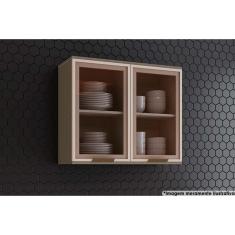 Armário Aéreo p/ Cozinha Connect c/ 2 Portas c/ Vidro 80cm Duna - Henn