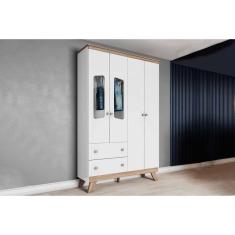 Guarda Roupa 4 Portas Confete C- E 2 Gavetas Branco-jequitiba - Henn
