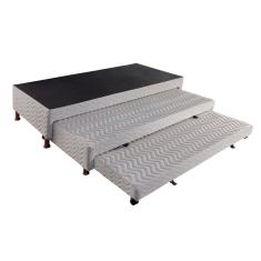 Cama Box Base c/2 Auxiliares Solteiro Universal Rústico Bordado White (88x188x32) - Paropas