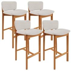 Kit 04 Banquetas Alta Para Cozinha Sala de Jantar Bar Dara L02 Bouclê 