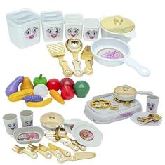 Kit Infantil Princesa Jantar Fogão Fruta Legume Talher 40pç