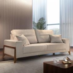 Sofá 4 lugares 220cm com Almofadas M130 Martins Estofados Linho/Bege