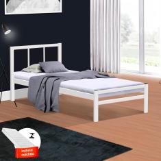 Cama De Solteiro De Ferro Com Colchão 88 Lais Branco