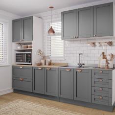 Cozinha Modulada 4 Peças com Torre para Microondas Arizona CabeCasa MadeiraMadeira Branco/Cinza