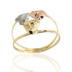 Anel de ouro 18k tres corações - Elegancy Joias, 8