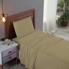 Jogo de Lençol Solteiro 03 Peças Cama Box Percal 300 Fios Algodão Jogo