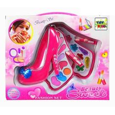 Kit Estojinho De Maquiagem Infantil Sapato Fashion Rosa Pink - Toy Kin