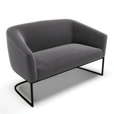Sofá Namoradeira 2 Lugares Base Industrial Preto Stella Bouclê D03 - D'rossi Cor Grafite