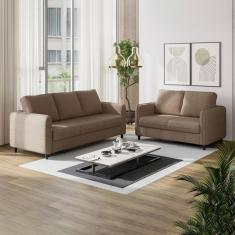 Conjunto Sofá Com 2 E 3 Lugares Em Linho Orquídea Cabecasa Madeiramadeira Castor