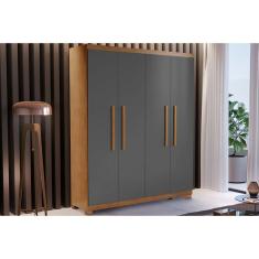 Guarda Roupa 4 Portas E 2 Gavetas C- Pés Espanha Naturale-grafite - Rufato