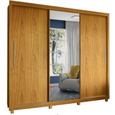 Guarda Roupas casal Gelius Royale 3 portas de correr com espelho  Natu