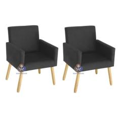 Kit 02 Poltrona/Cadeira Decorativa Nina Suede Preta Smf Decor