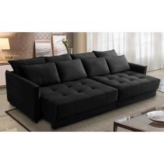 Sofá Sem Caixa Retrátil Reclinável 2,30m Carol Veludo Preto Adonai Estofados