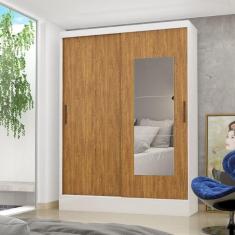 Guarda-roupa Belem 2 Portas De Correr 2 Gavetas Com Espelho Branco Cinamomo