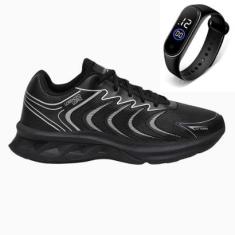 Tênis Masculino Fly Esportivo Academia Caminhada Conforto Dia a Dia + Relógio-Masculino