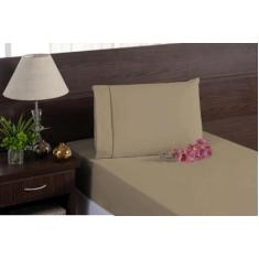 Jogo De Lençol E Fronha 400 Fios Bege Micropercal Elástico - Beatriz E