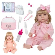 Boneca Reborn Loira Abigail Fofinha 100% Vinil Pode Banho - Cegonha Re