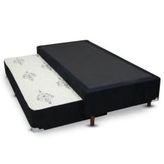 Cama box com auxiliar solteiro suede 2 em 1 - GENKI KENKO, PRETO