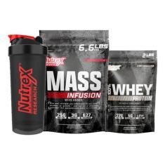 Kit 100% Whey 900G + Mass Infusion 3KG + Coqueteleira Nutrex - Nutrex 